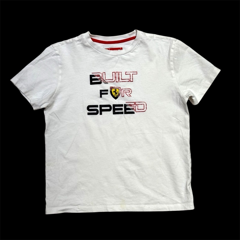 Ferrari White Tee - Built for Speed Graphic- Baby Tee!